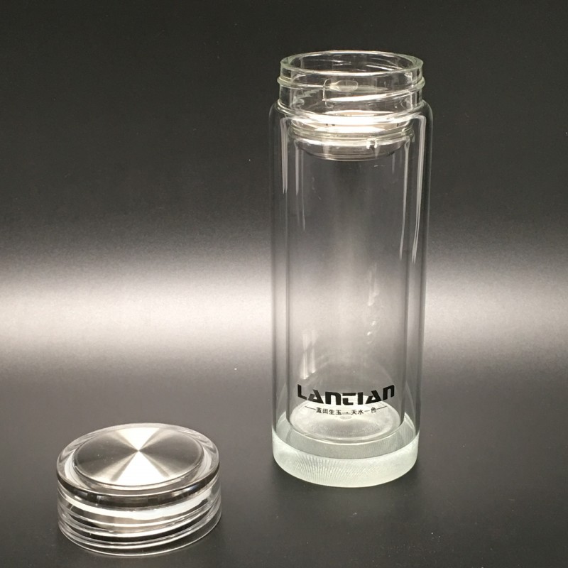 廠傢定做廣告禮品水杯定製LOGO雙層耐熱玻璃杯鋼塑蓋水晶底玻璃杯批發・進口・工廠・代買・代購