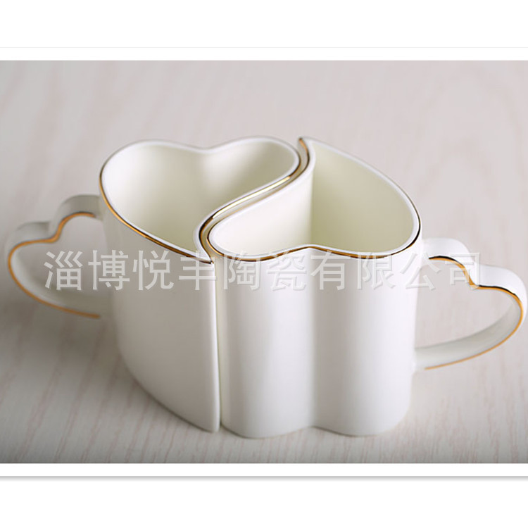 心形骨瓷情侶杯 情人節禮品瓷杯水杯咖啡杯馬克陶瓷杯定做加logo工廠,批發,進口,代購