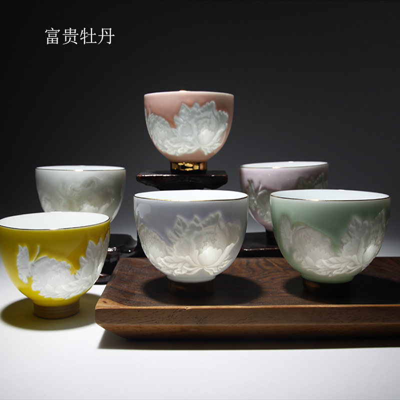 京閩陶瓷 廠傢直銷色釉功夫茶具高檔茶杯單杯六彩普洱杯工廠,批發,進口,代購