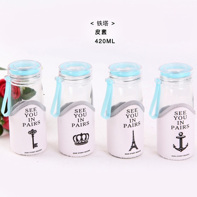 韓式時尚運動寬口玻璃杯 卡通KT叮當龍貓透明簡約杯子 十元店貨源工廠,批發,進口,代購