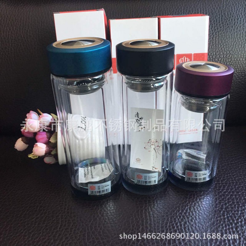 水芙蓉玻璃水杯雙層水晶茶杯商務禮品杯子防爆耐高溫保溫工廠,批發,進口,代購