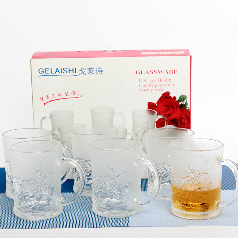 廠傢直銷玫瑰杯六件套玻璃杯茶水杯飲料杯啤酒杯禮品促銷品廣告杯工廠,批發,進口,代購