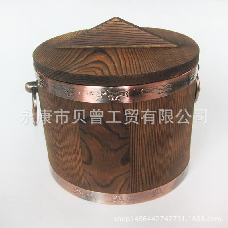 16cm 廚房餐桌天然實木製飯桶 木桶盛飯桶 帶木質蓋湯桶批發・進口・工廠・代買・代購