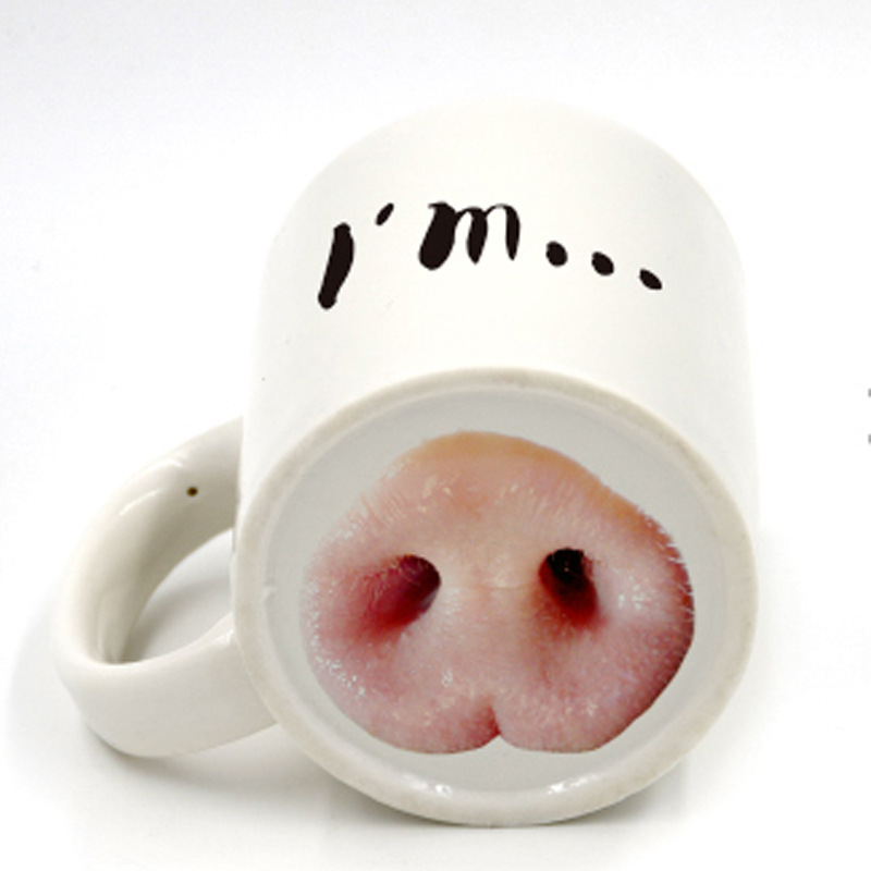 惡搞搞笑豬鼻狗鼻子杯 新款陶瓷馬克杯水杯咖啡杯 Nose Piggy MuG批發・進口・工廠・代買・代購