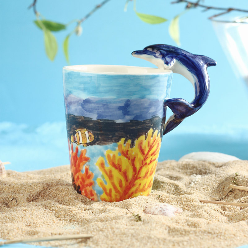 3D立體純手繪動物杯 海洋系列陶瓷杯創意個性水杯咖啡杯情侶水杯工廠,批發,進口,代購