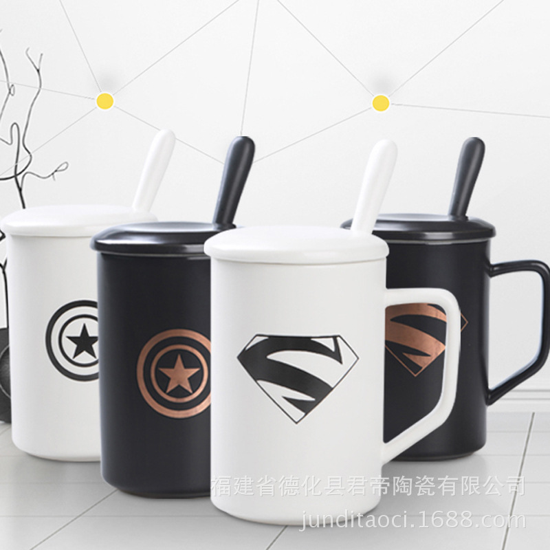 英雄聯盟陶瓷杯子 創意咖啡杯 馬克杯 超人水杯 廠傢直銷定製訂做工廠,批發,進口,代購