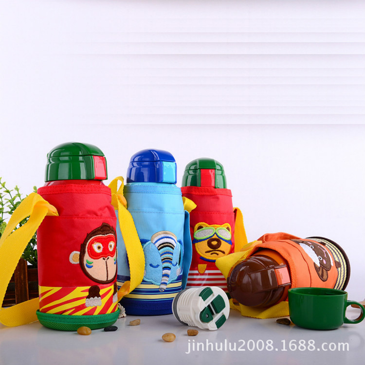 韓國葫蘆熊卡通兒童保溫杯創意學生背帶兒童吸管杯寶寶水杯子杯具工廠,批發,進口,代購