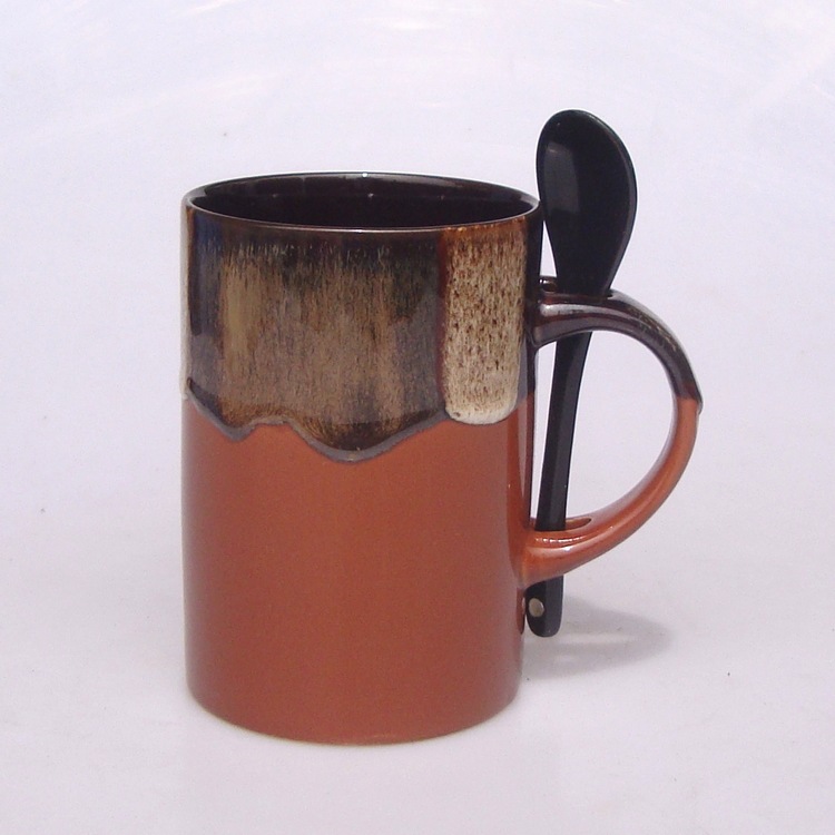 ZAKKA土耳其創意復古窯變陶瓷馬克杯 帶勺咖啡杯子促銷禮品批發批發・進口・工廠・代買・代購