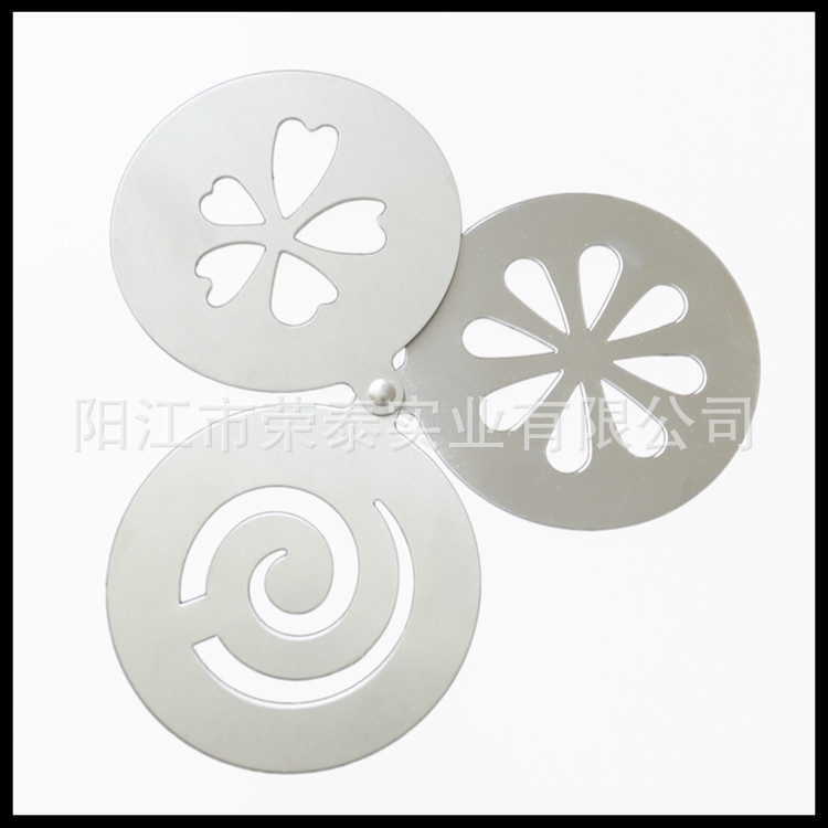 咖啡模板1個釘連3個咖啡製圖模板不銹鋼印花模具咖啡工具廠傢直銷工廠,批發,進口,代購
