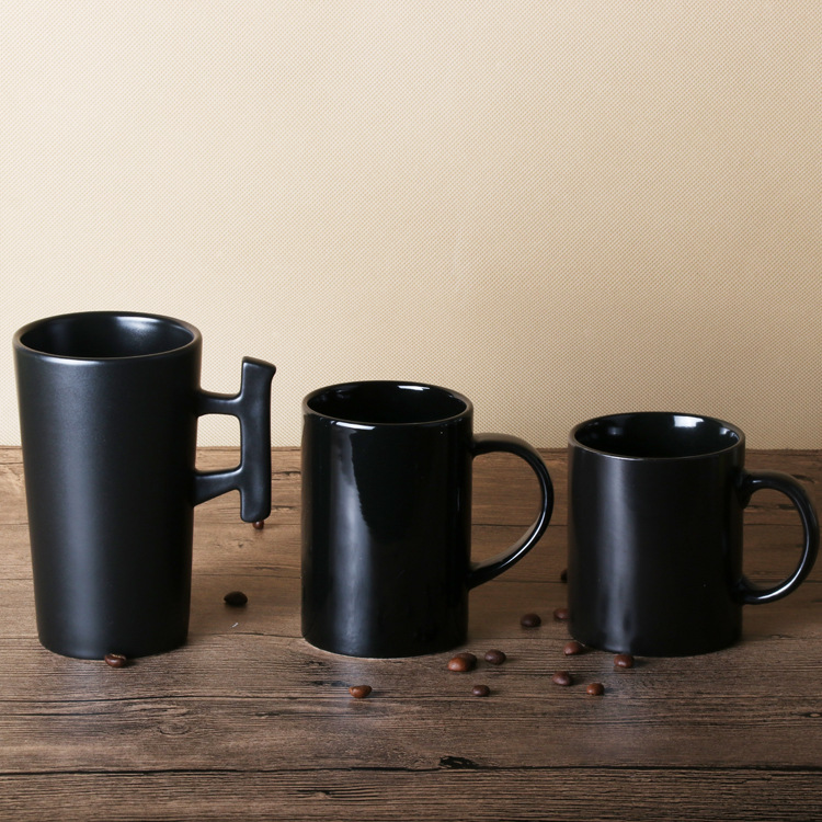 純黑色亞光釉陶瓷杯馬克杯咖啡杯定製logo工廠,批發,進口,代購