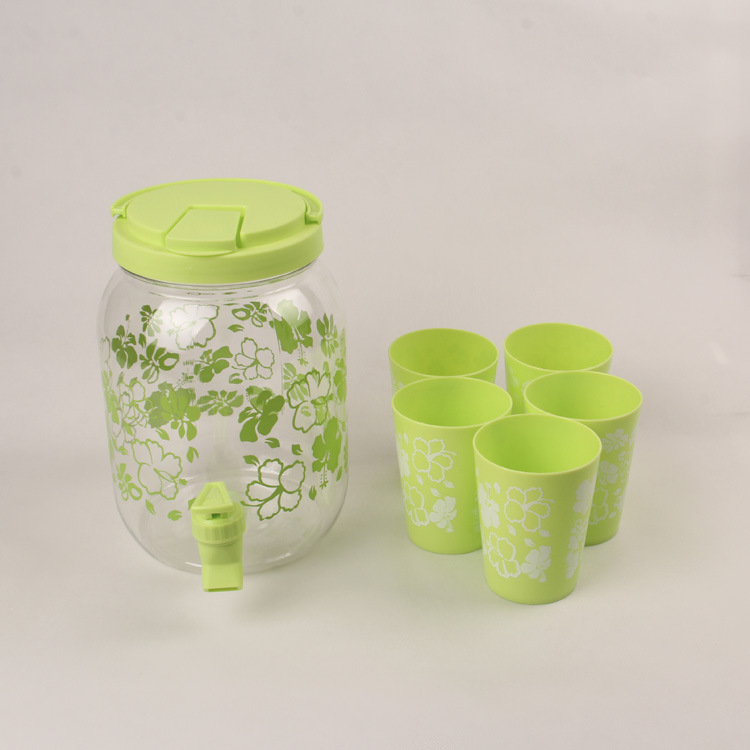 2.5L小號手提印花五杯果汁罐  Fruit juice jar 果汁桶 飲料桶工廠,批發,進口,代購