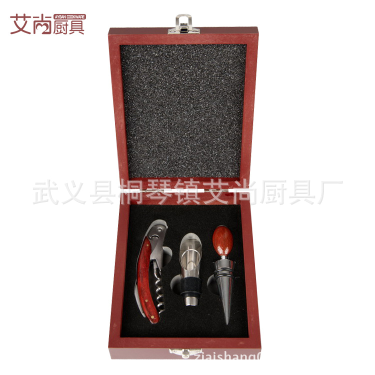 紅酒開瓶器套裝 木盒開瓶器酒具3件套 精美禮品酒具套裝 可定製工廠,批發,進口,代購