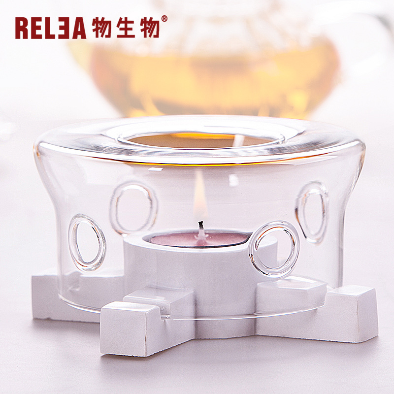 RELEA物生物 創意懶漢玻璃茶爐 圓形透明蠟燭組合保溫爐工廠,批發,進口,代購