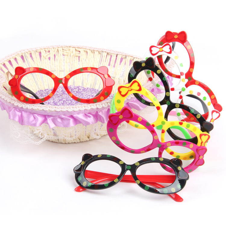 韓版新款彩虹點點蝴蝶結兒童眼鏡框 無鏡片小孩裝飾眼鏡架  潮女工廠,批發,進口,代購