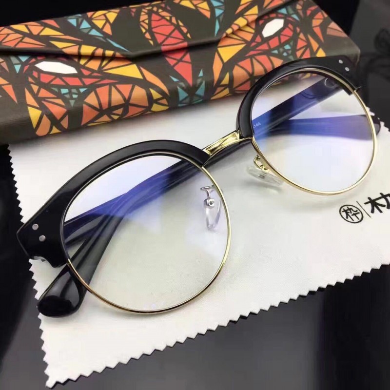 2017新款復古圓型半框平光鏡  木質九十w5368修臉近視眼鏡框架工廠,批發,進口,代購