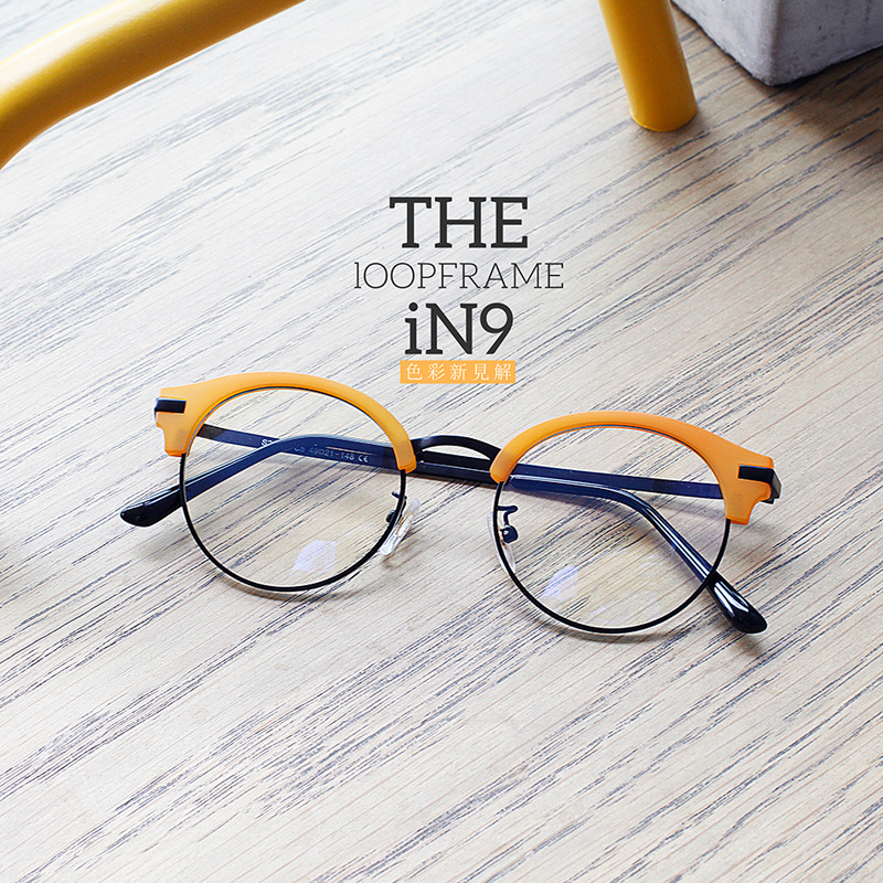 時尚韓國潮人金屬半框近視眼鏡 復古圓框男女款平光鏡TR90鏡架工廠,批發,進口,代購
