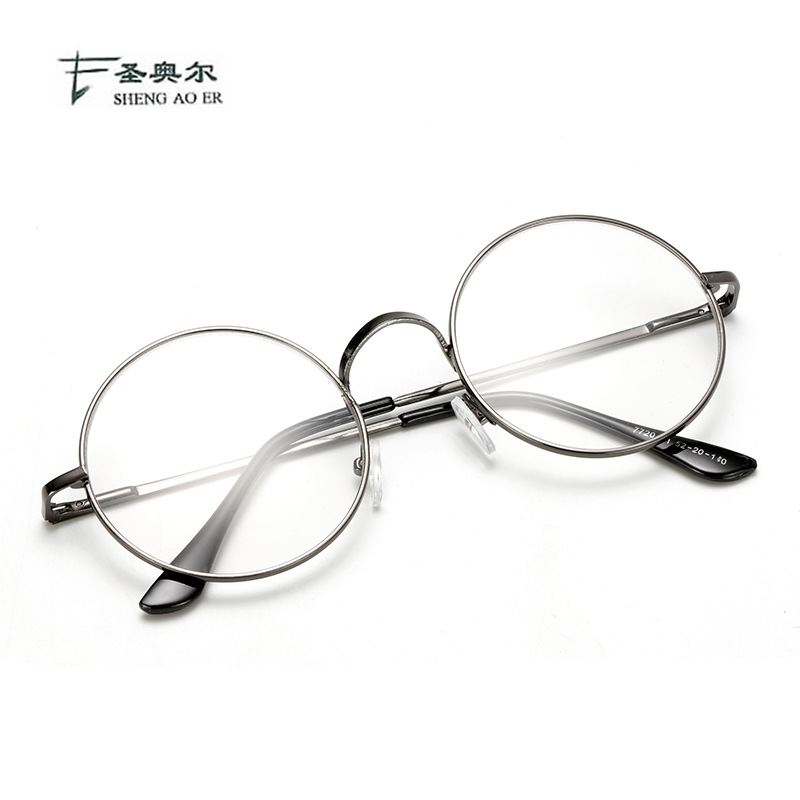 復古加強版眼鏡框女款 韓版圓形超輕近視眼鏡架男 全框金屬平光鏡工廠,批發,進口,代購