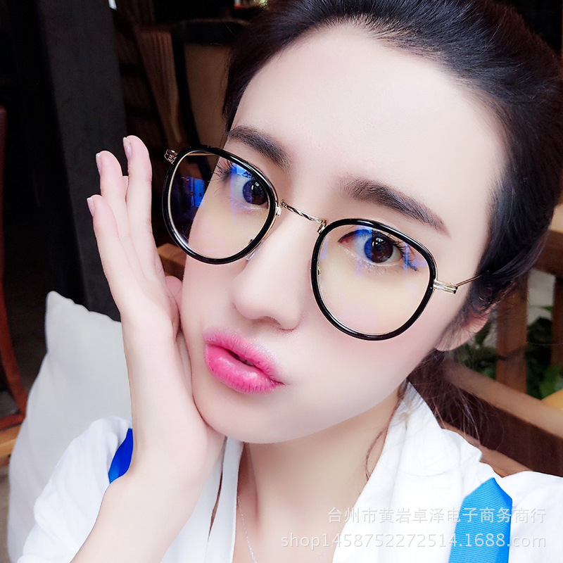 新款平光鏡 韓版圓形眼鏡 男女同款藍光眼鏡 修臉眼鏡框 近視框架工廠,批發,進口,代購