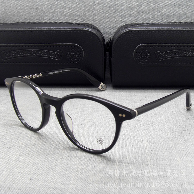 高檔克羅心眼鏡框復古圓形板材近視眼鏡架男女新款文藝高檔眼鏡框批發・進口・工廠・代買・代購