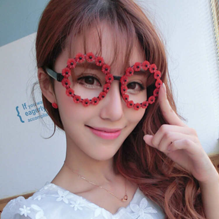 韓國潮女士必備花朵眼鏡框 圓形全框手工點鉆眼鏡架批發・進口・工廠・代買・代購
