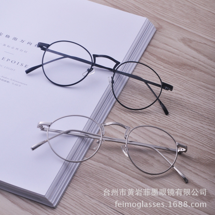 韓國復古金屬花紋手工眼鏡框女士圓形個性文藝男平光鏡架近視眼鏡工廠,批發,進口,代購