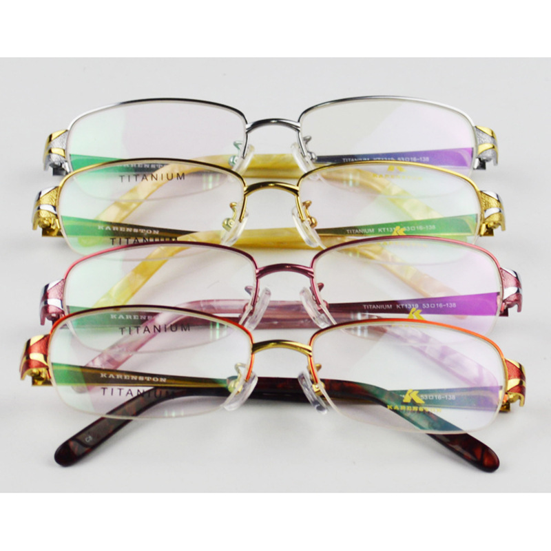 凱倫斯頓KT1319新款華麗純鈦半框女款近視眼鏡框鉆石眼鏡架工廠,批發,進口,代購