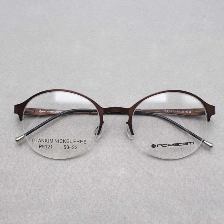 圓半框眼鏡框 圓臉適合什麼眼鏡框 鈦合金超輕近視眼鏡鏡框工廠,批發,進口,代購