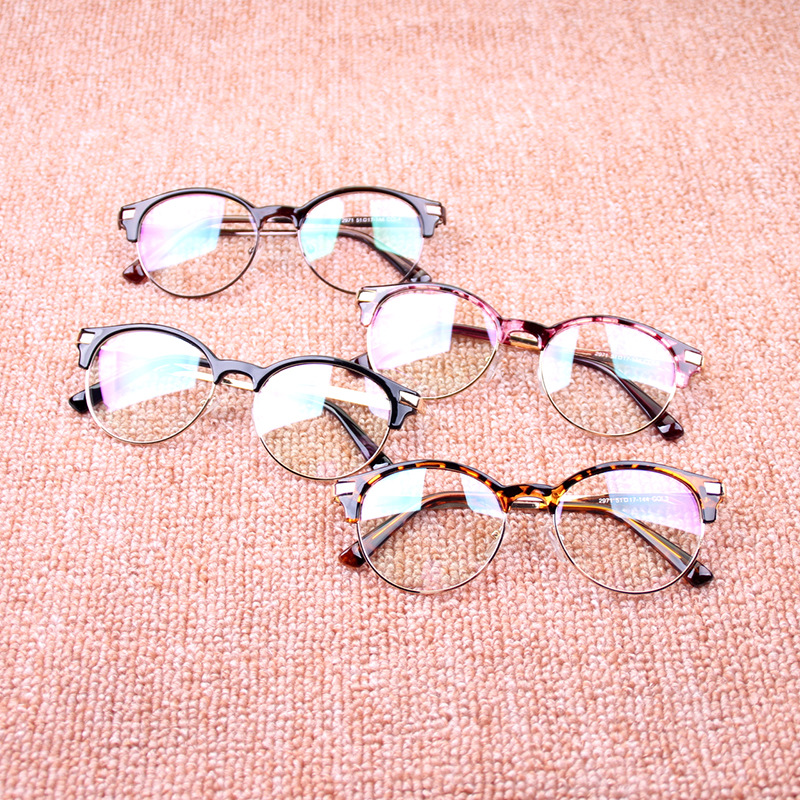 新款半金屬半框眼鏡架韓版復古平光鏡原宿風近視眼鏡框架批發2971工廠,批發,進口,代購