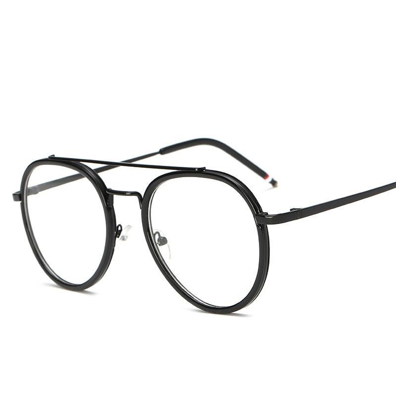 爆款雙梁大框平光鏡 男女框時尚平光眼鏡架 金屬眼鏡框可配近視架工廠,批發,進口,代購