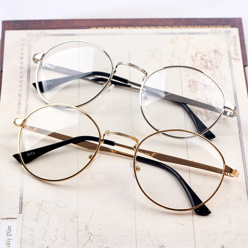 新款男女款平光鏡文藝范潮復古大框原宿圓形 眼鏡架 平光眼鏡3074批發・進口・工廠・代買・代購