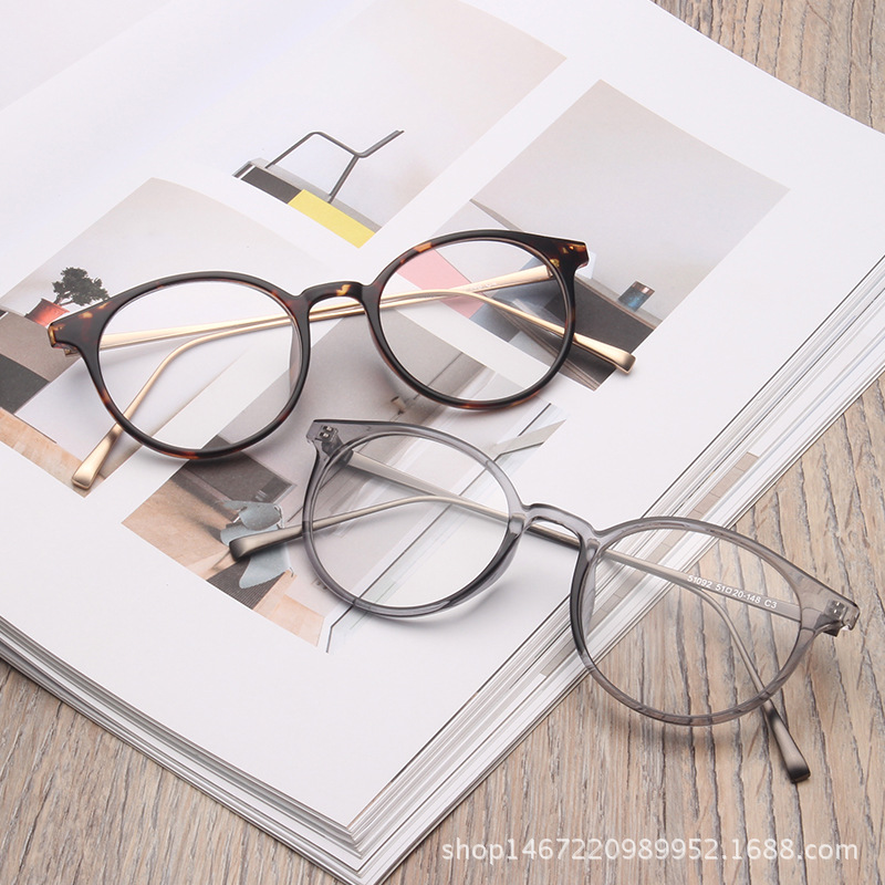 新款復古潮流眼鏡框 仿tr90超輕眼鏡架文藝范金屬平光鏡配近視鏡工廠,批發,進口,代購