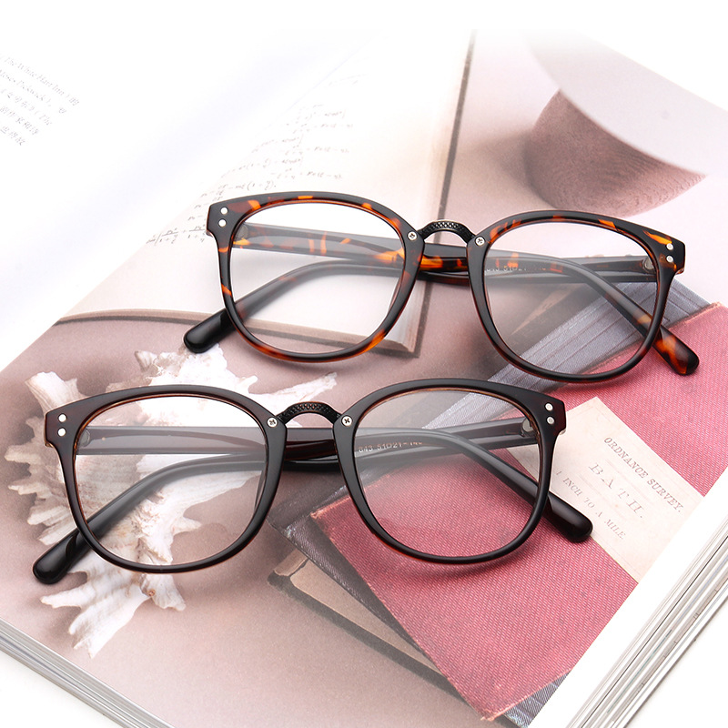 2017外貿眼鏡框時尚新款眼鏡鉚釘塑料全框架眼鏡框成人豹紋方鏡框工廠,批發,進口,代購