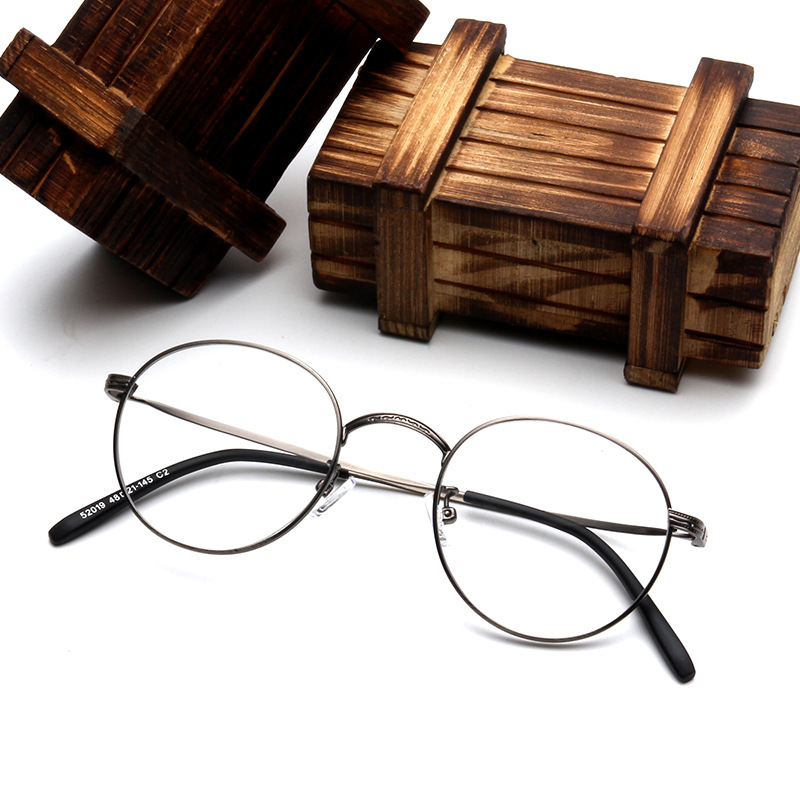 新款小清新文藝中性平光鏡復古金屬眼鏡框木潮九十經鏡架52019批發・進口・工廠・代買・代購
