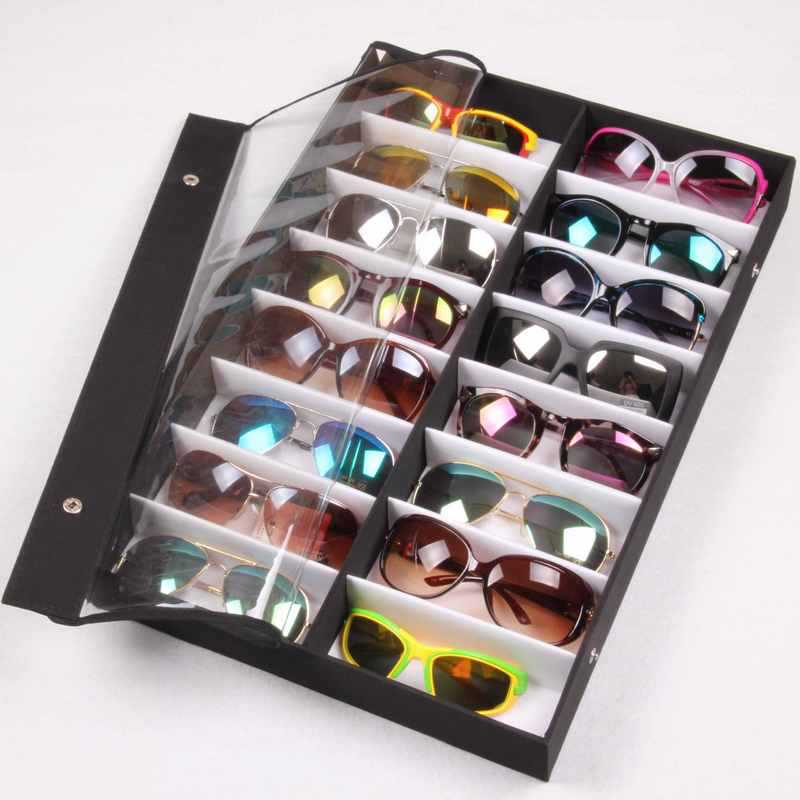 擺地攤利器16格透明眼鏡展示貨架16副太陽鏡收納盒眼鏡展示道具批發・進口・工廠・代買・代購