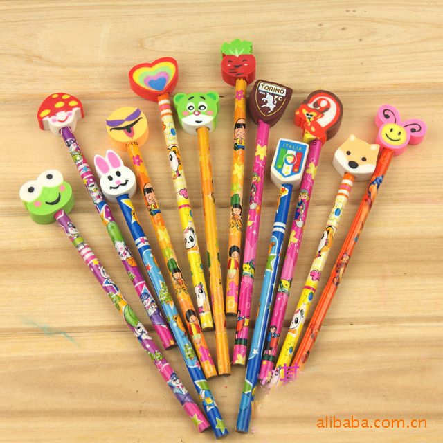 小學生獎品鉛筆 生日可愛禮品創意公司禮物 新款帶橡皮套兒童鉛筆批發・進口・工廠・代買・代購