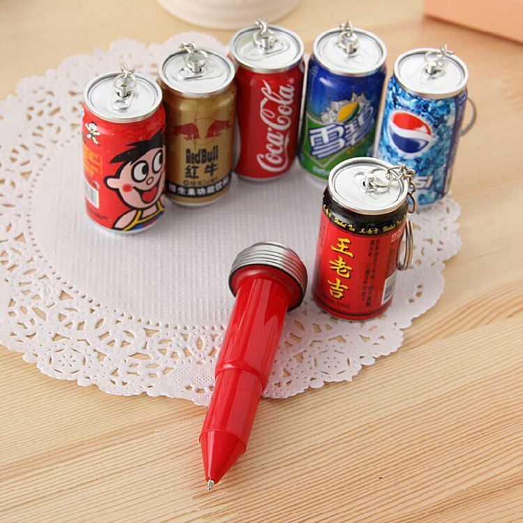 2014新款韓國文具創意易拉罐筆迷你可愛伸縮圓珠筆飲料造型伸縮筆工廠,批發,進口,代購