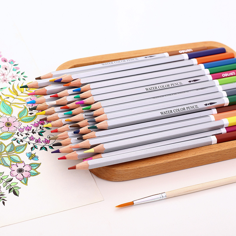 得力水溶性彩色鉛筆套裝繪圖用筆紙盒裝塗色填色筆彩色鉛筆24色批發・進口・工廠・代買・代購