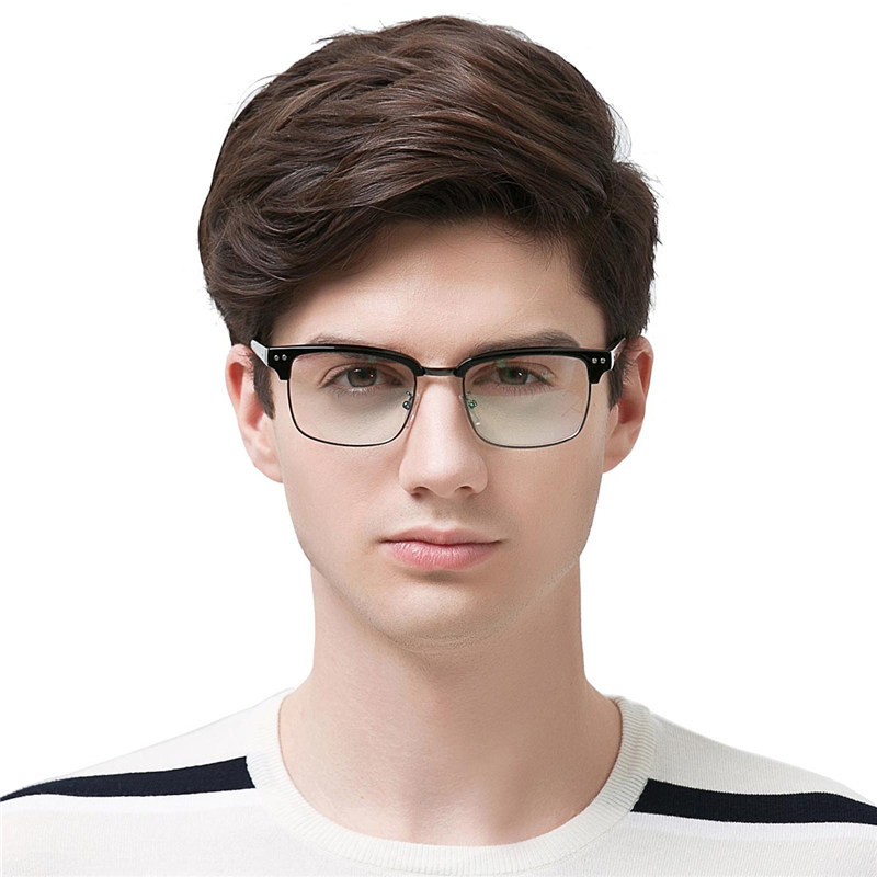 薛之謙同款半框眼鏡框架個性近視平光鏡男式變色鏡片大臉配眼鏡架批發・進口・工廠・代買・代購
