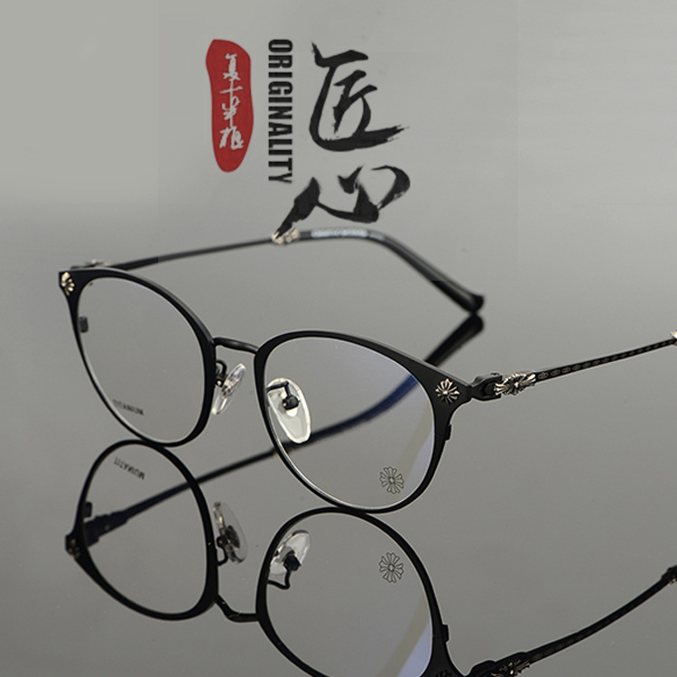 超輕復古圓形純鈦眼鏡框架圓框男女克羅心防藍光全框配近視眼鏡架工廠,批發,進口,代購
