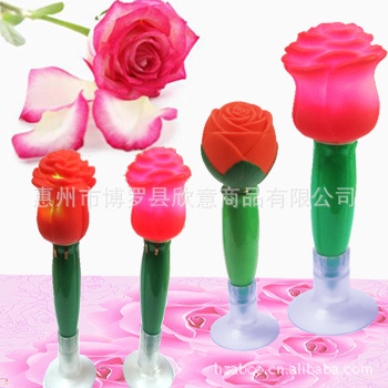 供應迷你玫瑰花發光筆 搪膠筆 七彩燈發光筆 發光禮品筆工廠,批發,進口,代購
