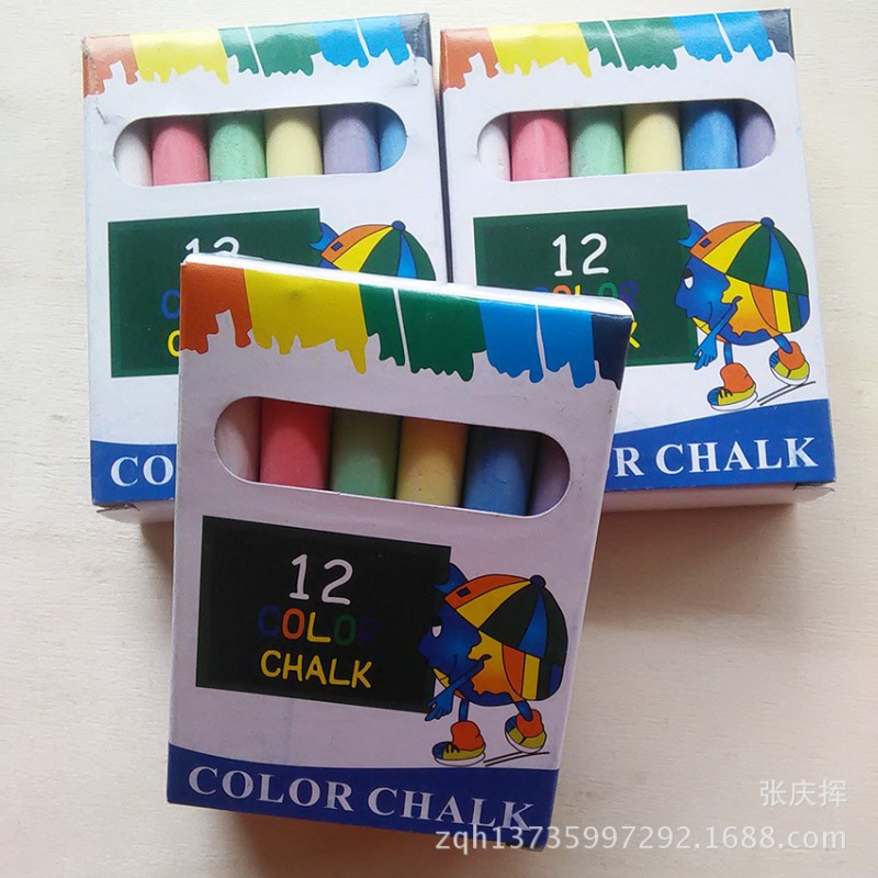 石膏粉無塵彩色粉筆 12支盒裝兒童畫板粉筆/教學用具配套品 批發批發・進口・工廠・代買・代購