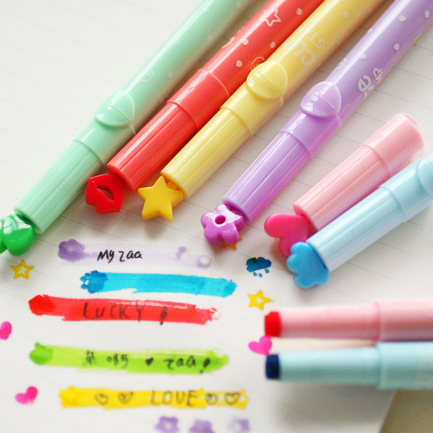 韓版 可愛造型印章熒光筆 記號筆彩色筆 6色工廠,批發,進口,代購