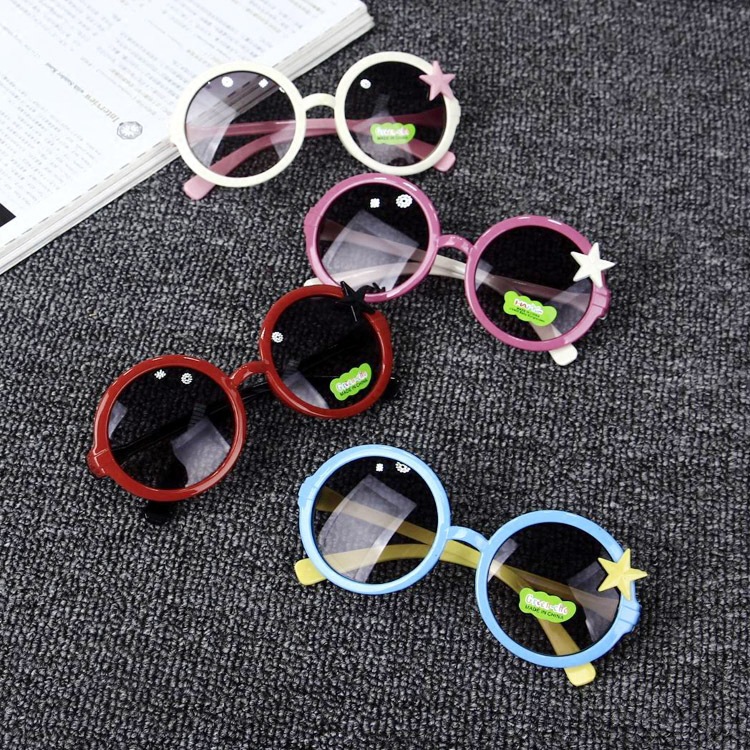 寶寶圓框五星太陽鏡兒童眼鏡防紫外線男女兒童墨鏡萌寶寶眼鏡潮款工廠,批發,進口,代購