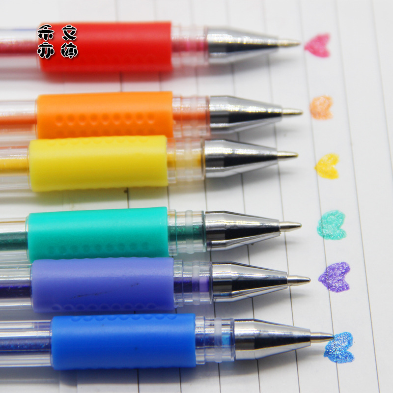 卡通12色彩色中性筆多色塗鴉熒光筆學生文具套裝水彩筆批發混搭工廠,批發,進口,代購