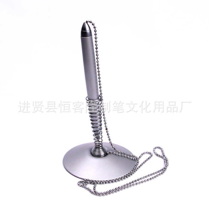 【廠傢直銷】鏈條金屬商務臺筆 鏈子臺筆 酒店前臺彈簧辦公臺筆工廠,批發,進口,代購