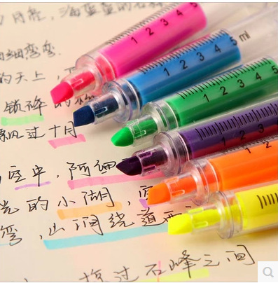 CQ-學生獎品 韓國創意熒光筆 針筒式 可愛記號筆劃重點筆 彩色筆工廠,批發,進口,代購