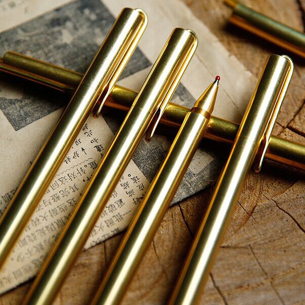 手工製作黃銅筆 黃銅簽字筆 中性筆 新款帶筆夾黃銅筆 純銅筆批發・進口・工廠・代買・代購
