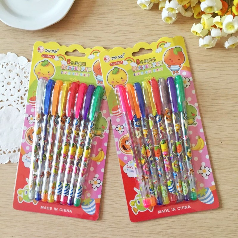 文具用品 DIY相冊塗鴉彩色熒光筆 卡通8色閃光筆 批發工廠,批發,進口,代購