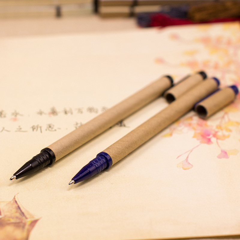 簡約無印牛皮紙循環保藍黑中性筆辦公文具簽字水筆工廠,批發,進口,代購