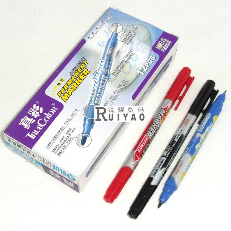 真彩0615B記號筆 油性小雙頭 勾線筆 辦公用品文具 12支工廠,批發,進口,代購